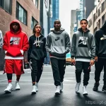 Home 11 마이클 조던 농구 외 활동 - **A Global Icon of Style and Performance:** A dynamic, wide shot capturing a diverse group of indivi...