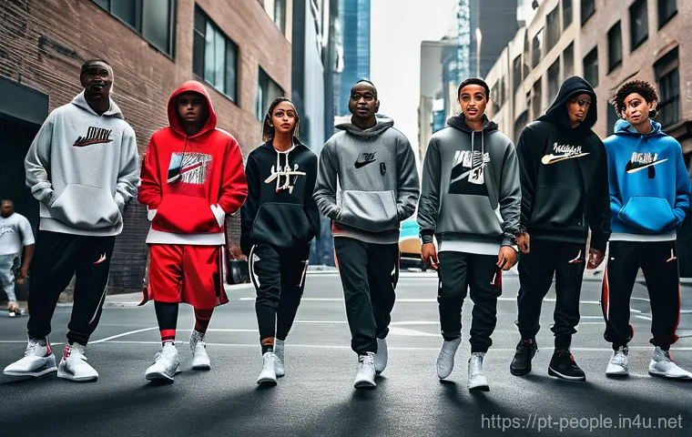 마이클 조던 농구 외 활동 - **A Global Icon of Style and Performance:** A dynamic, wide shot capturing a diverse group of indivi...